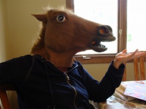 Create meme: meme horse, The horse at the table