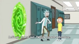 Create meme: Rick there and back, adventure 20 minutes in and out, Rick and Morty science