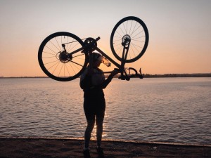 Create meme: a man on Bicycle with arms raised, bike, people