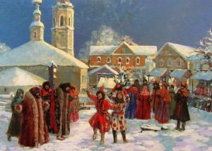 Create meme: buffoons of vasnetsov, buffoons artist vasnetsov, celebrating Christmas in Russia