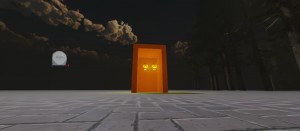 Создать мем: doors игра, темнота, желтая дверь