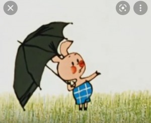 Create meme: Winnie the Pooh Piglet, Piglet with umbrella, it seems the rain Winnie the Pooh