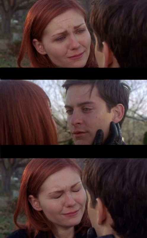 Create meme: Peter Parker and Mary Jane, Kirsten Dunst Spider-man 2002, Mary Jane Watson