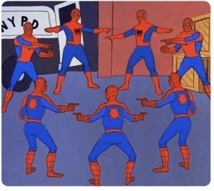Создать мем: spider man 7, мультфильм, мем два человека паука