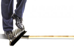 Create meme: to step on rake stock, on the same rake, white man steps on a rake