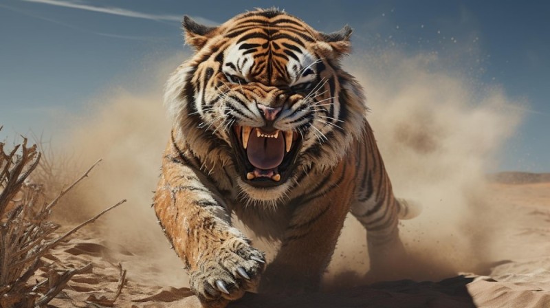 Create meme: tiger , tiger tiger, An aggressive tiger