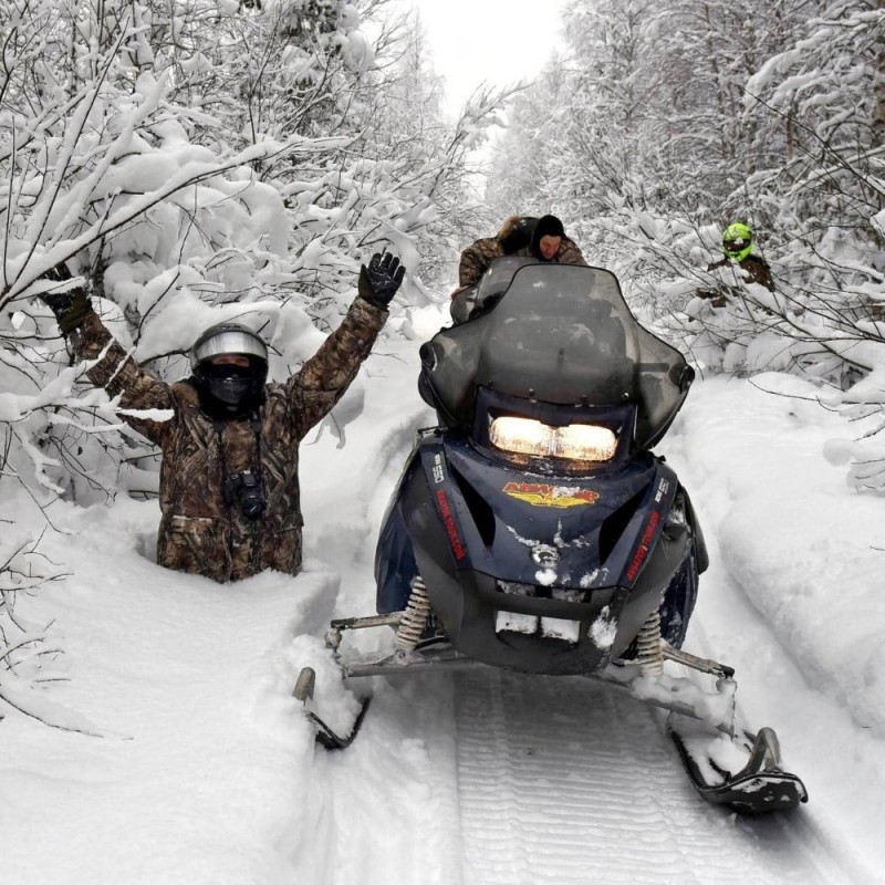 Create meme: snowmobile in the forest, polaris snowmobile, snowmobile