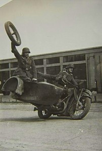 Create meme: a motorcycle with a sidecar, motorcycle, the Germans were on a motorcycle with a sidecar