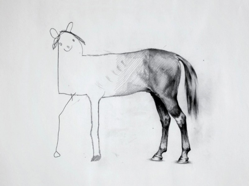 Создать мем: рисунок лошади мем, дедлайн недорисованная лошадь, рисование лошади