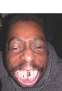 Create meme: scary black man, teeth bum, a black man with no teeth