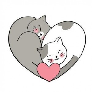 Создать мем: сердце кошки, валентинки милые, кот обнимает сердце