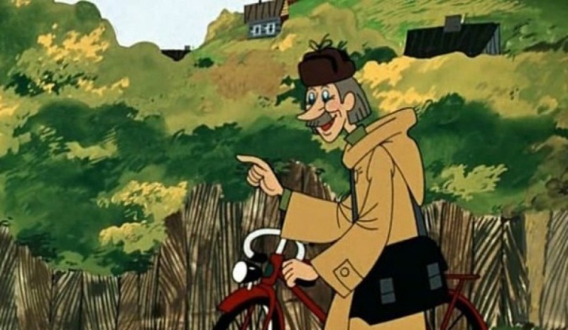 Create meme: the postman Pechkin , postman pechkin with a bicycle, the postman Pechkin of buttermilk