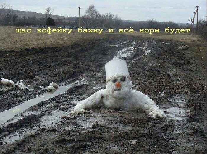 Create meme: unusual snowmen, Dirty snowman, snowman in the mud