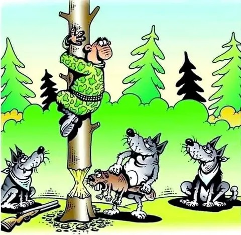 Create meme: funny caricatures , jokes about hunting, caricatures of hunters