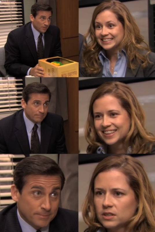 Create meme: memes , when you come, the office TV series pam and Michael