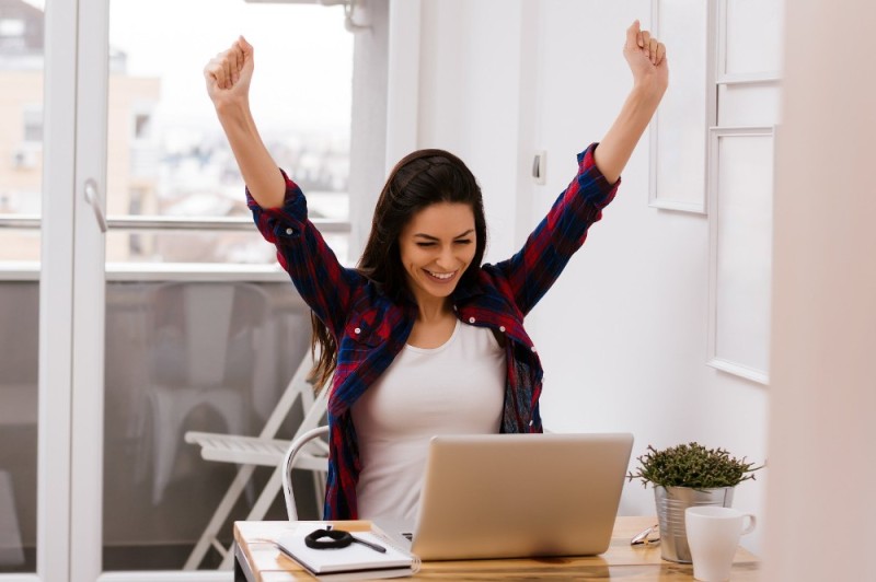 Create meme: the girl is happy, the girl rejoices at the achievement, people 