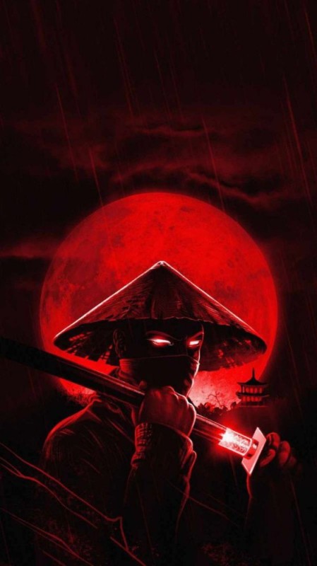 Создать мем: ночной самурай, ночной самурай аниме, самурай на красном фоне