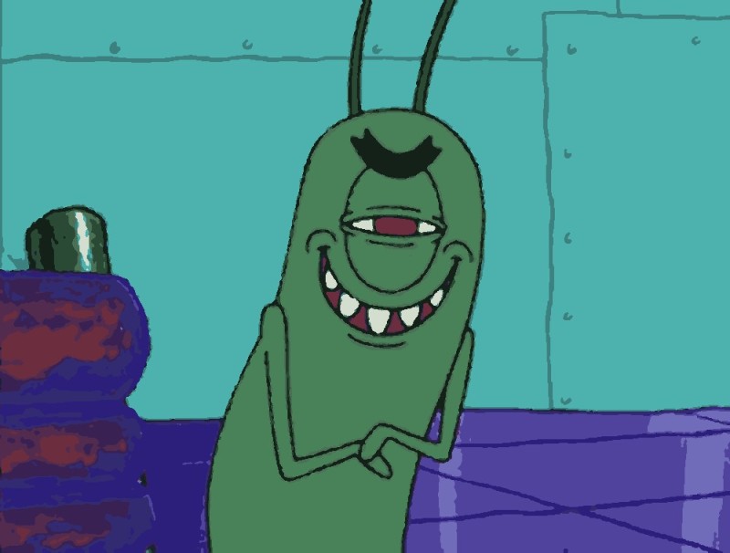 Создать мем: планктон из губки боба, планктон из спанч, злобный планктон из губки боба
