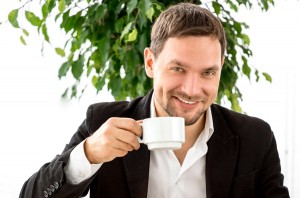 Create meme: man drinking tea, a man drinks coffee