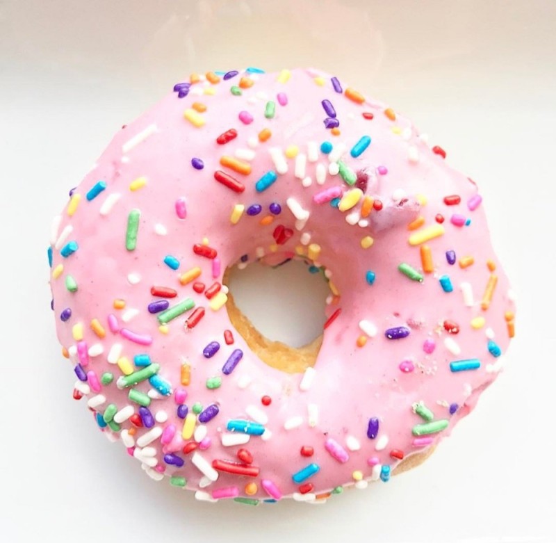Create meme: glazed donut, pink donuts, big donut