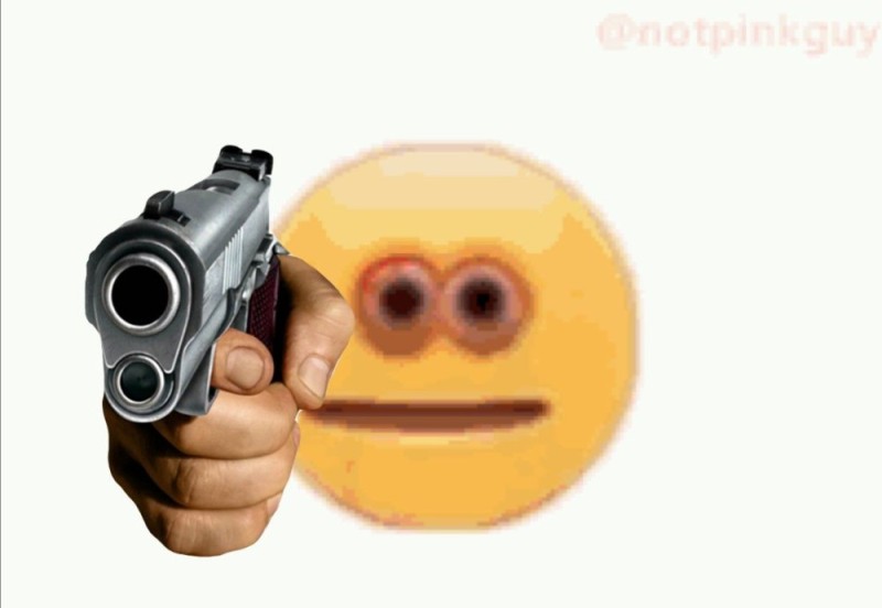 Create meme: smiley gun, smiley with gun meme, meme hand with a gun