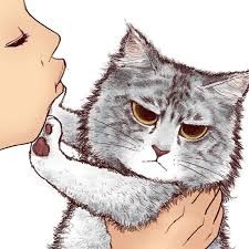 Создать мем: кошки поцелуй в щеку рисунок, cat, поцелую кошек нарисованные