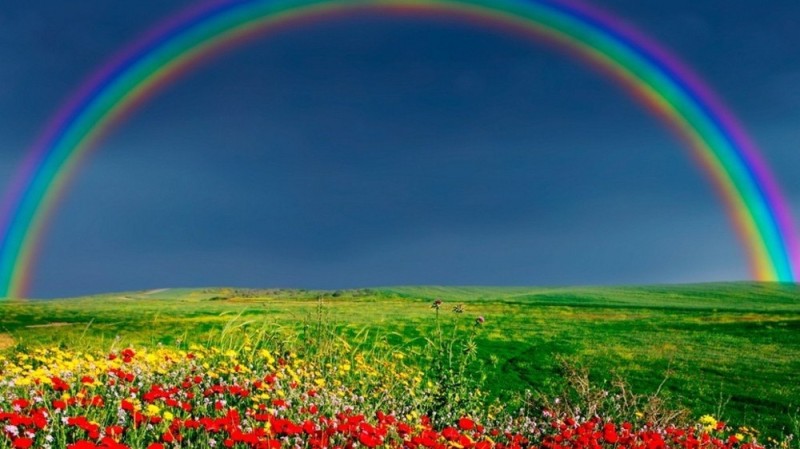 Create meme: beautiful rainbow, rainbow arc, rainbow in the nature