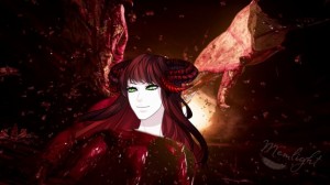Create meme: red demon girl art, art girl with red hair, Anime