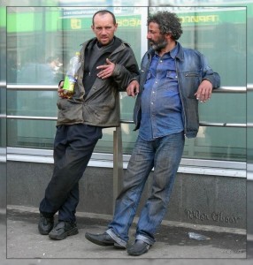 Create meme: picture two homeless, homeless, four of the homeless a photo