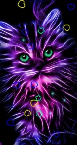 Create meme: neon kitten fractal, neon animals, pictures of cat in a neon