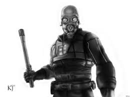 Create meme: Soldier in a gas mask