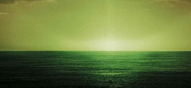 Create meme: Pirates of the Caribbean Green Ray, the Caribbean sea , A green sunset