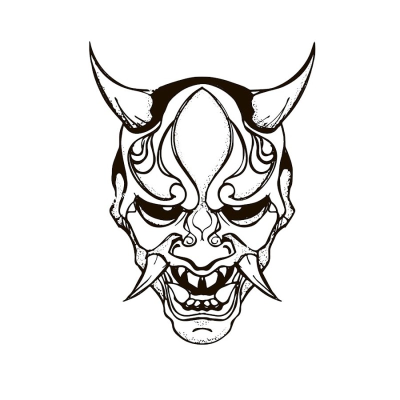 Create meme: Japanese hanja demon mask, Japanese demon masks, Japanese mask sketches