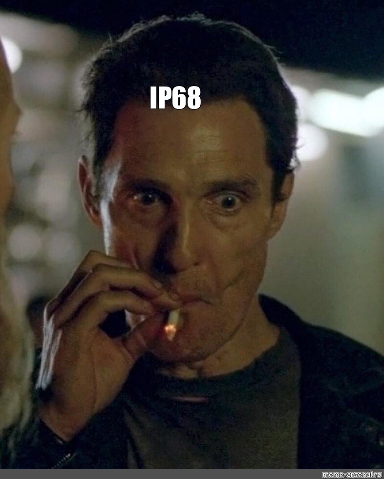 Мем: "IP68", , палец,раст коул,настоящий детектив,коул.