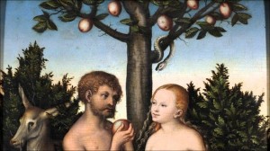 Create meme: Lucas Cranach, Adam and eve, Adam and eve Apple