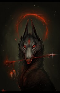 Создать мем: волк демон арт страшный, dark wolf art, волк арт