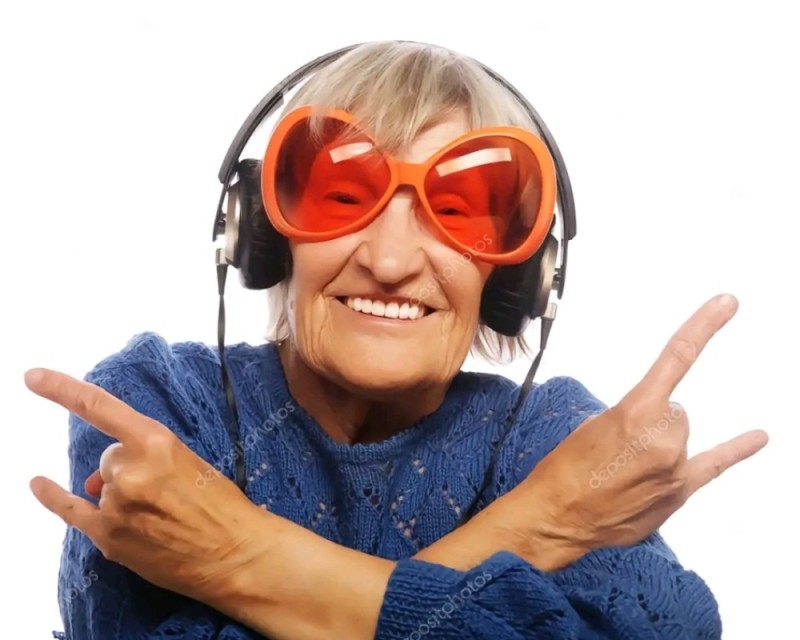 Create meme: thumb , fun music for 60+, old lady 