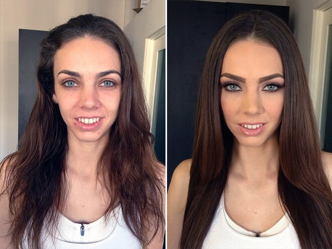 Create meme: makeup , before and after, before after