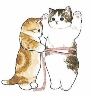 Создать мем: кошка, два котенка рисунок, рисунки милых котиков