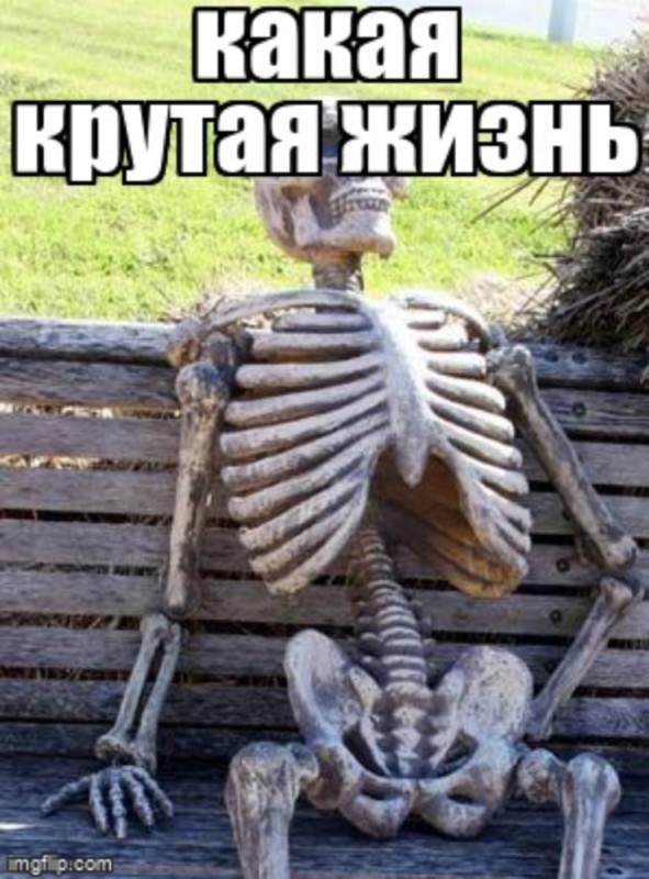 Create meme: waiting skeleton, skeleton in waiting, meme skeleton 