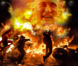 Создать мем: майдан, Vladimir Putin laughs and burns in hell