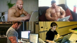 Create meme: Jock with laptop MEM, Male, Jock at a computer