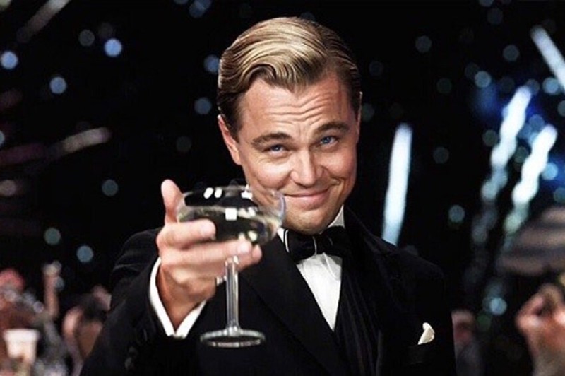 Create meme: Leonardo DiCaprio the great Gatsby, DiCaprio Gatsby, the great Gatsby Leonardo DiCaprio with a glass of