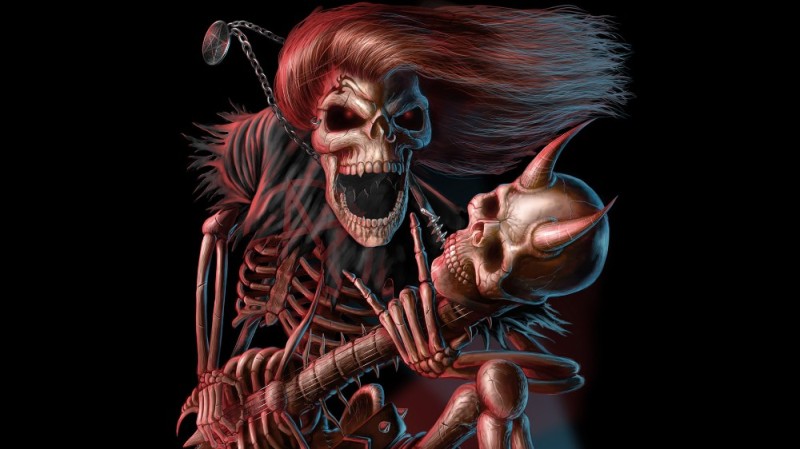 Create meme: a skeleton with a guitar, scary skeleton, skeleton rocker