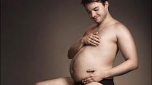 Create meme: a man with a beer belly, the pregnant man