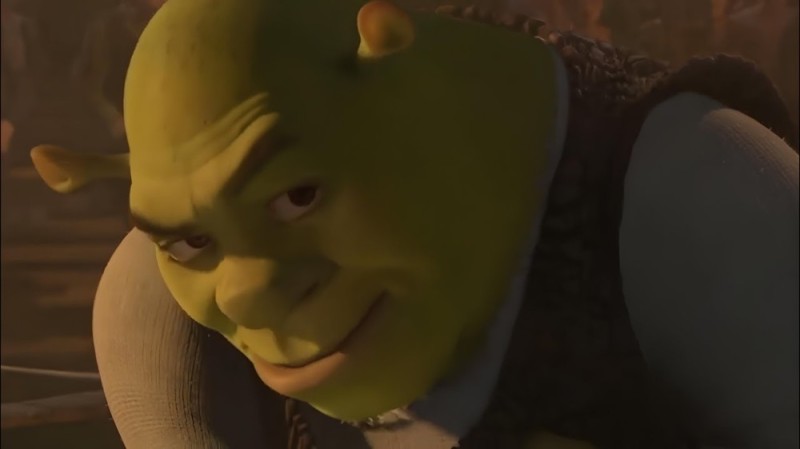 Create meme: Shrek looks at the camera, shrek 1 2001, shrek smile