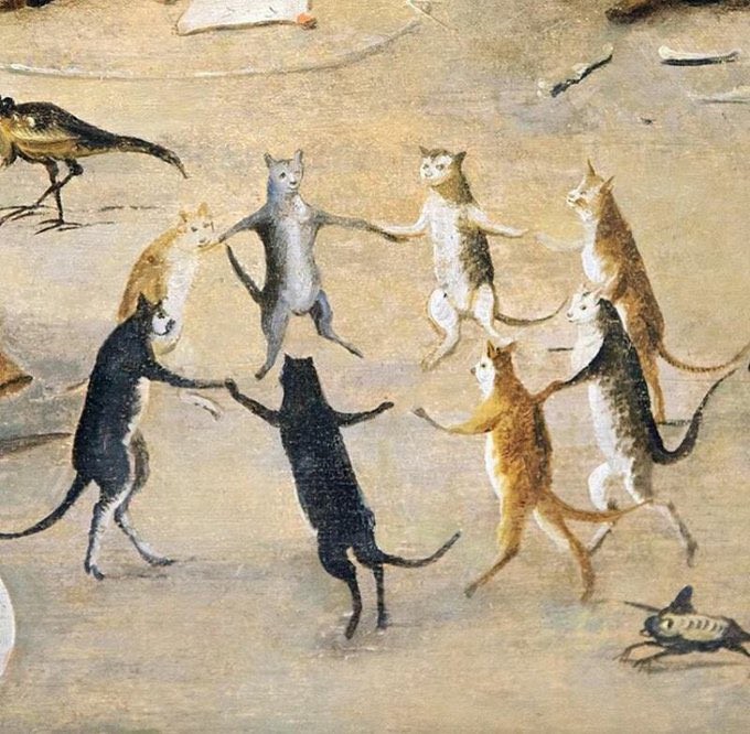 Создать мем: коты средневековья, босх коты, коты на средневековых картинах