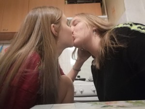 Create meme: lesbian couple, kissing girls, girls kiss