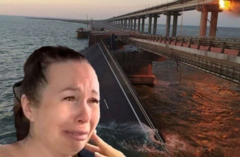Create meme: crimean bridge, the Crimean bridge was blown up, crimea bridge