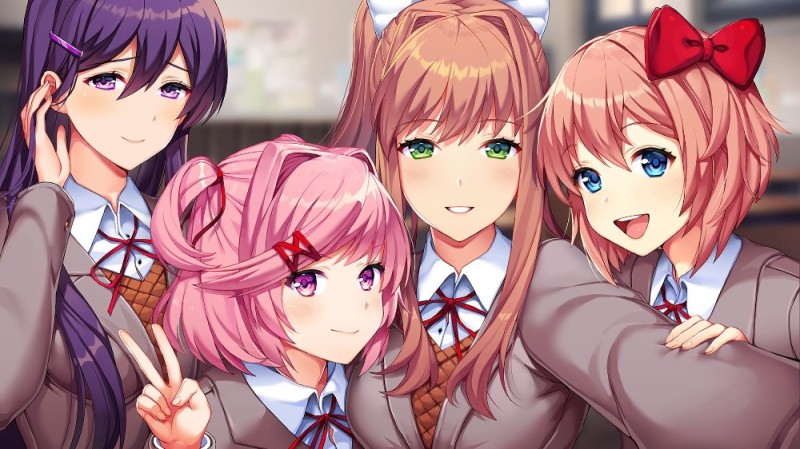 Создать мем: саёри нацуки юри моника, doki doki literature, doki doki literature club